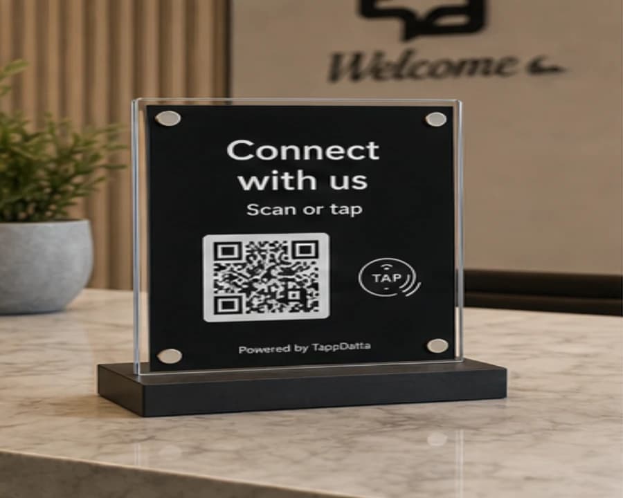 Custom NFC and QR acrylic sign photo lifestyle image