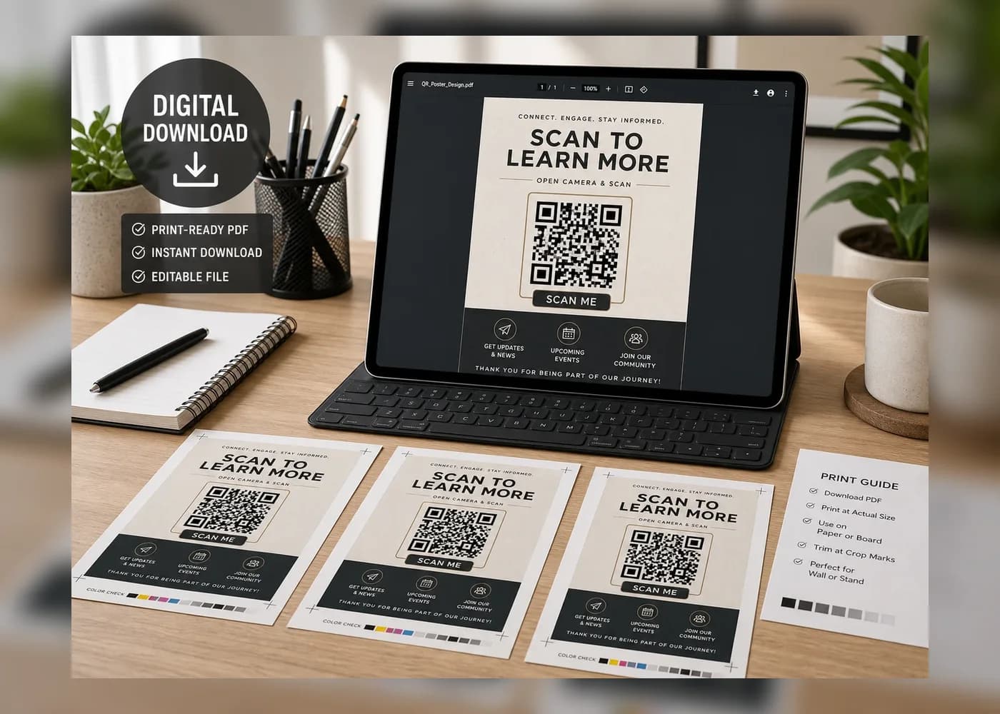Download-ready SCANDATT QR poster design preview lifestyle image