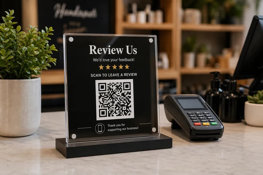 Google review plaque photo lifestyle image