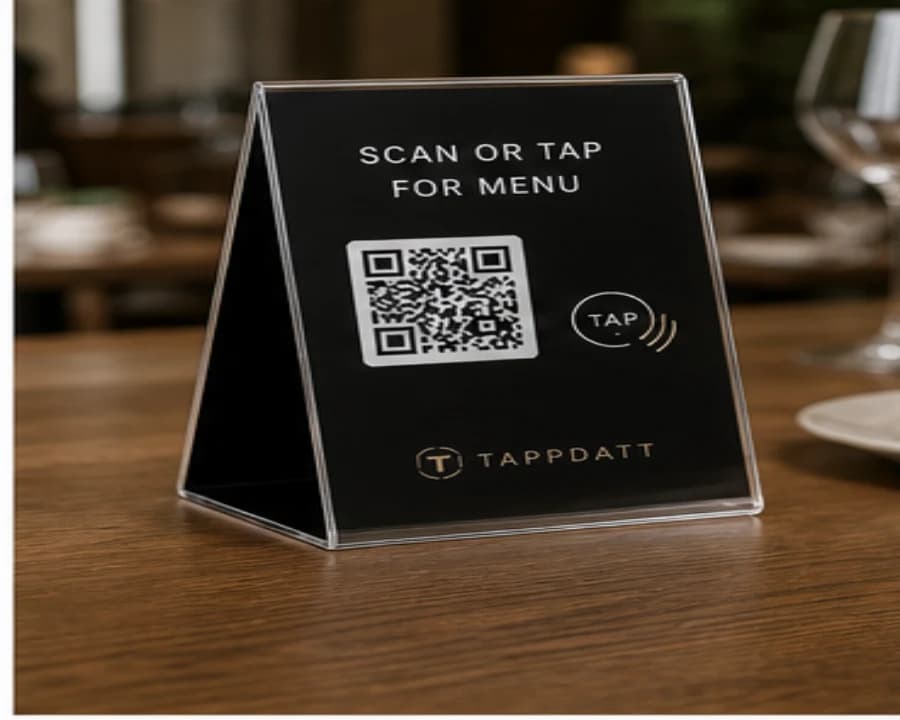 QR and NFC display stand photo card image