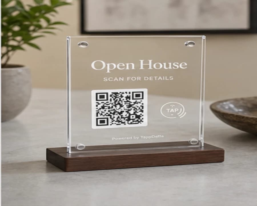 Real estate open-house plaque photo lifestyle image