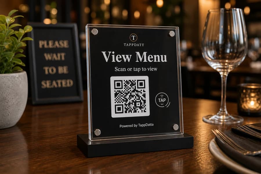 Restaurant menu plaque photo lifestyle image