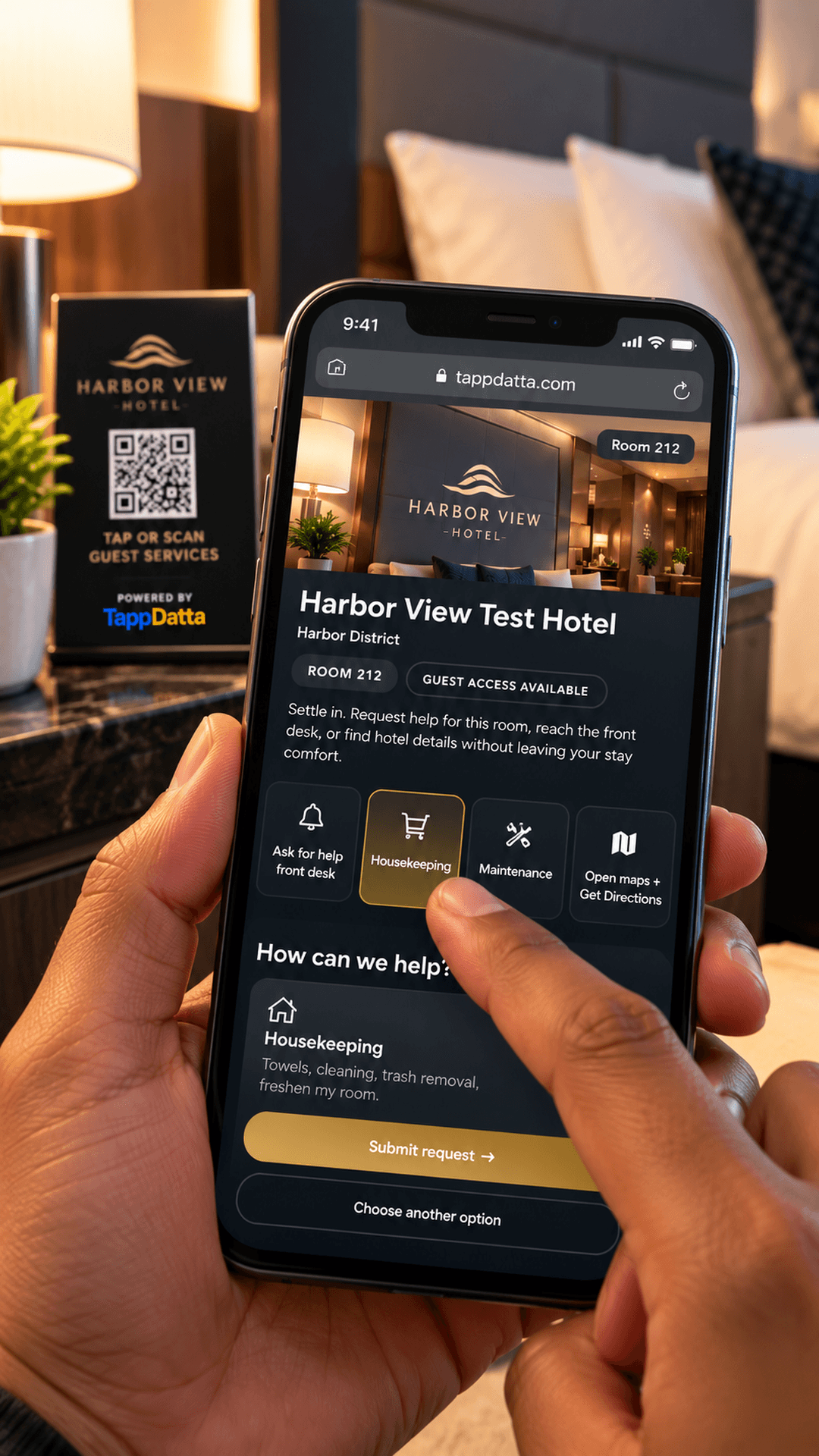 TappDatta action screen showing a useful next step after the page opens