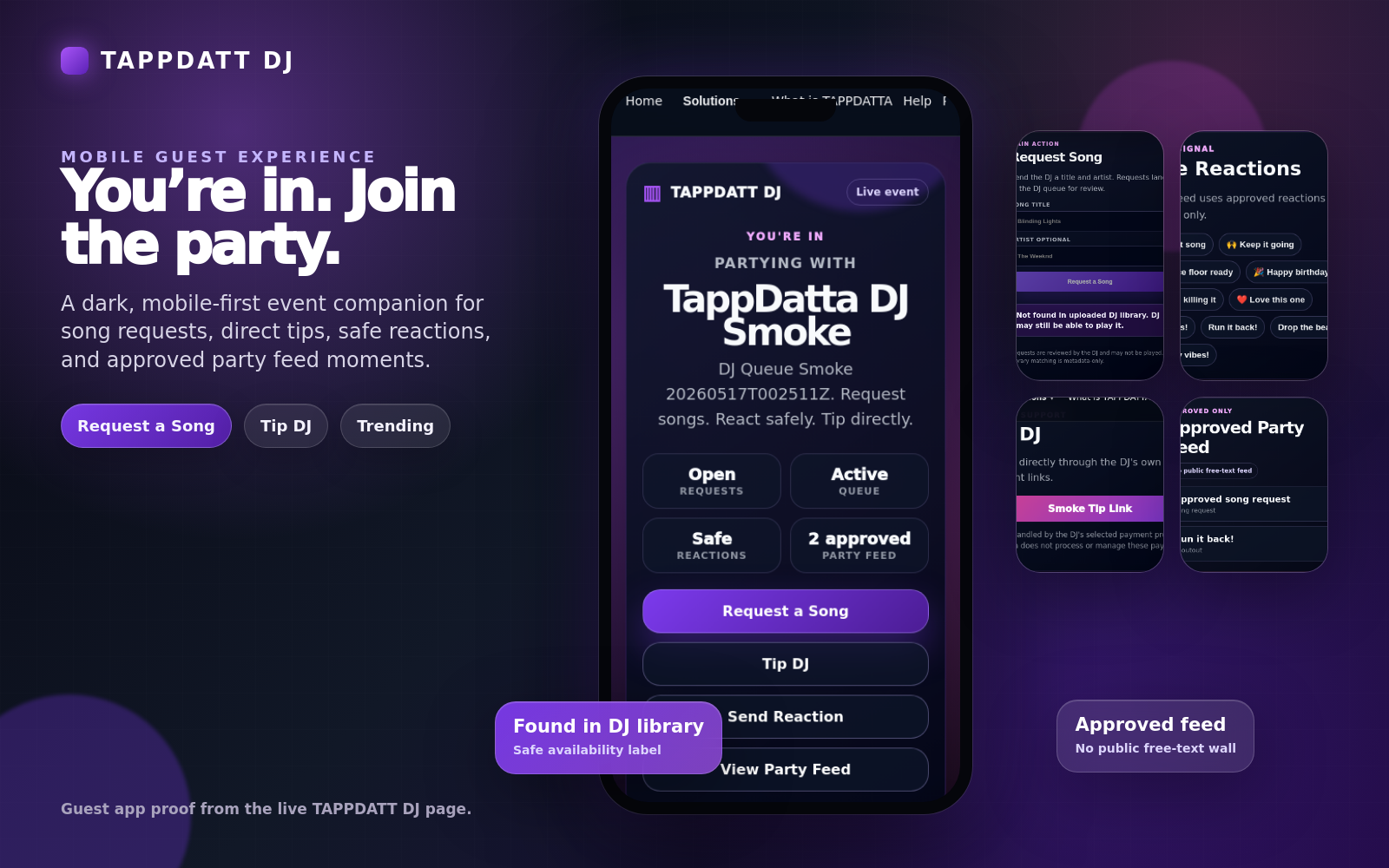 TAPPDATT DJ mobile guest song request experience