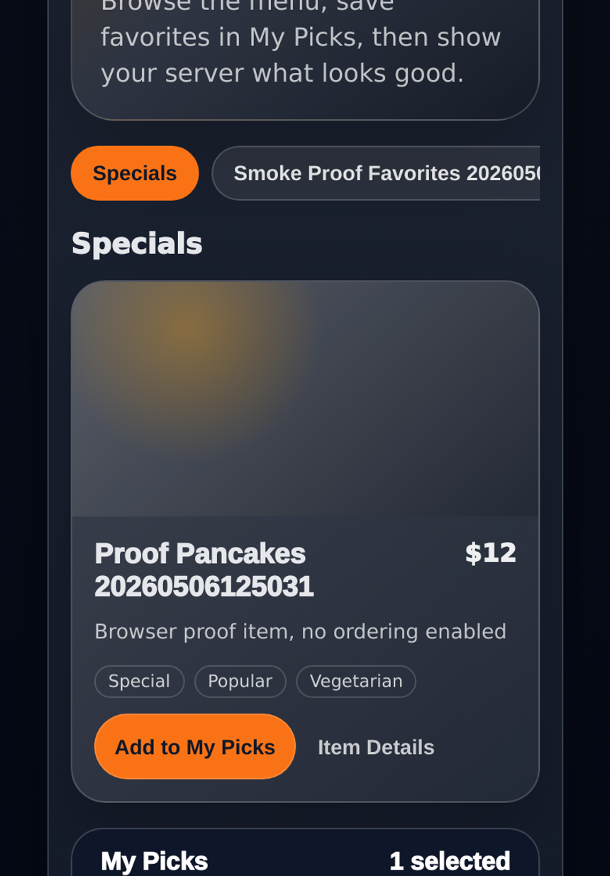 TappDatta restaurant visual menu cards on a guest page